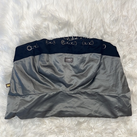 Authentic CHANEL Melrose Coco Cabas Chain Drawstring Satin Shoulder Bag - Picture 8 of 16